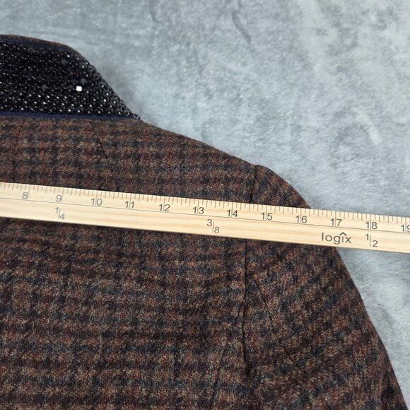 J Crew Schoolboy Blazer 2 Wool Houndstooth Plaid Rhinestone Collar Preppy Jacket - Picture 14 of 15